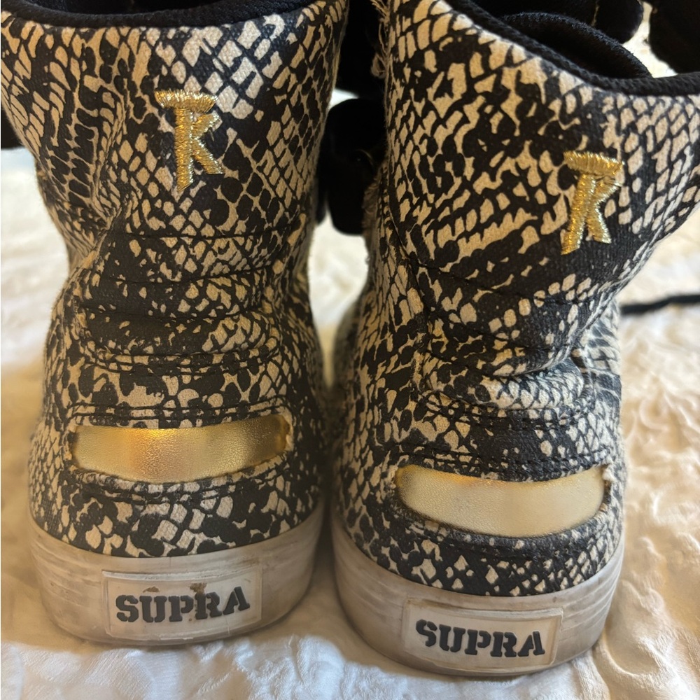 Supra TK Society High-Top Sneakers - snake print with gold women’s 7.5 Kicks